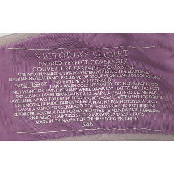 Victoria's Secret Bra 34B Violet Heather Padded Perfect Coverage - Picture 6 of 6